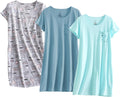 PNAEONG Women's Cotton Nightgown 3 Pack - Comfortable Soft Sleepwear