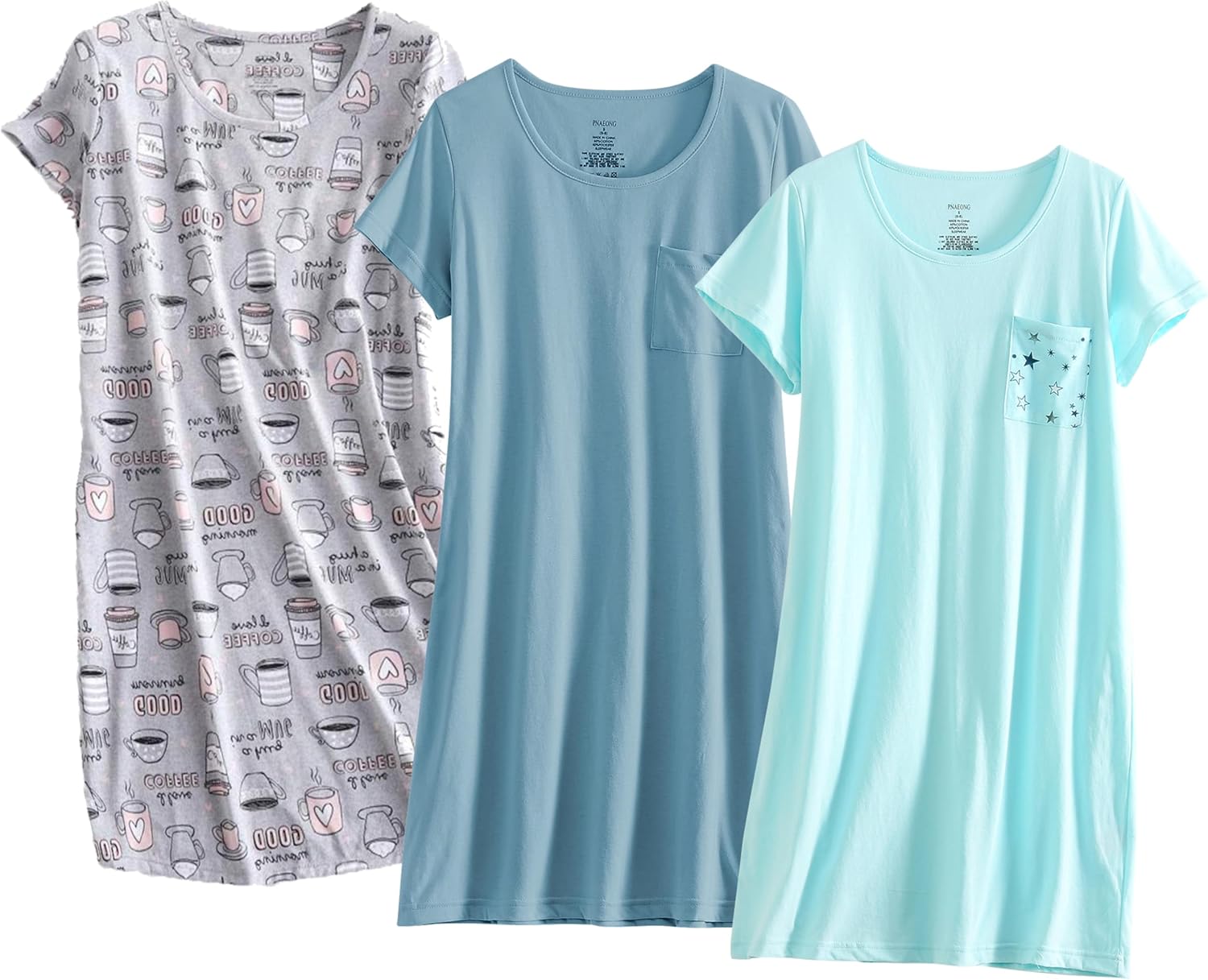 PNAEONG Women's Cotton Nightgown Sleepwear for Comfort and Style