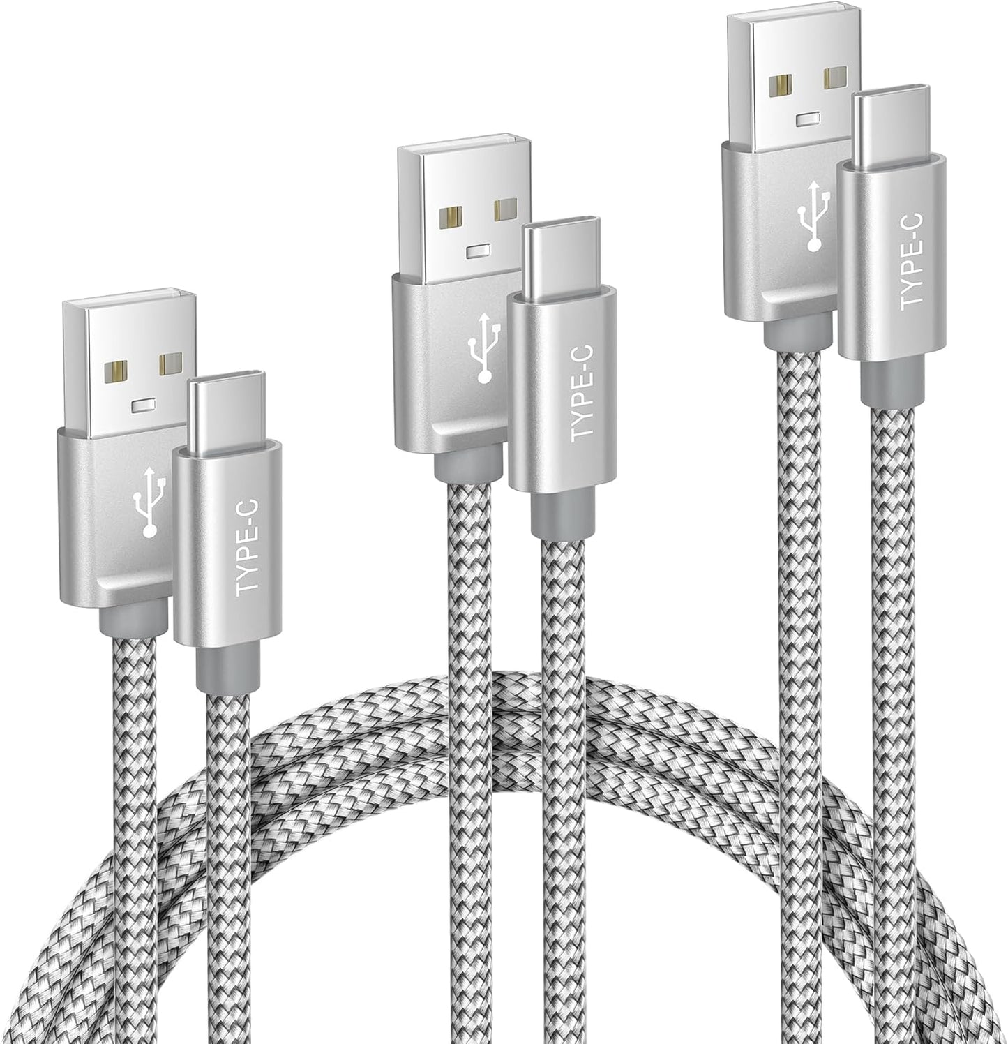 Fast Charging Trio: Elebase 1.5/3.3/6.6FT USB-C Car Charger - 3-Pack