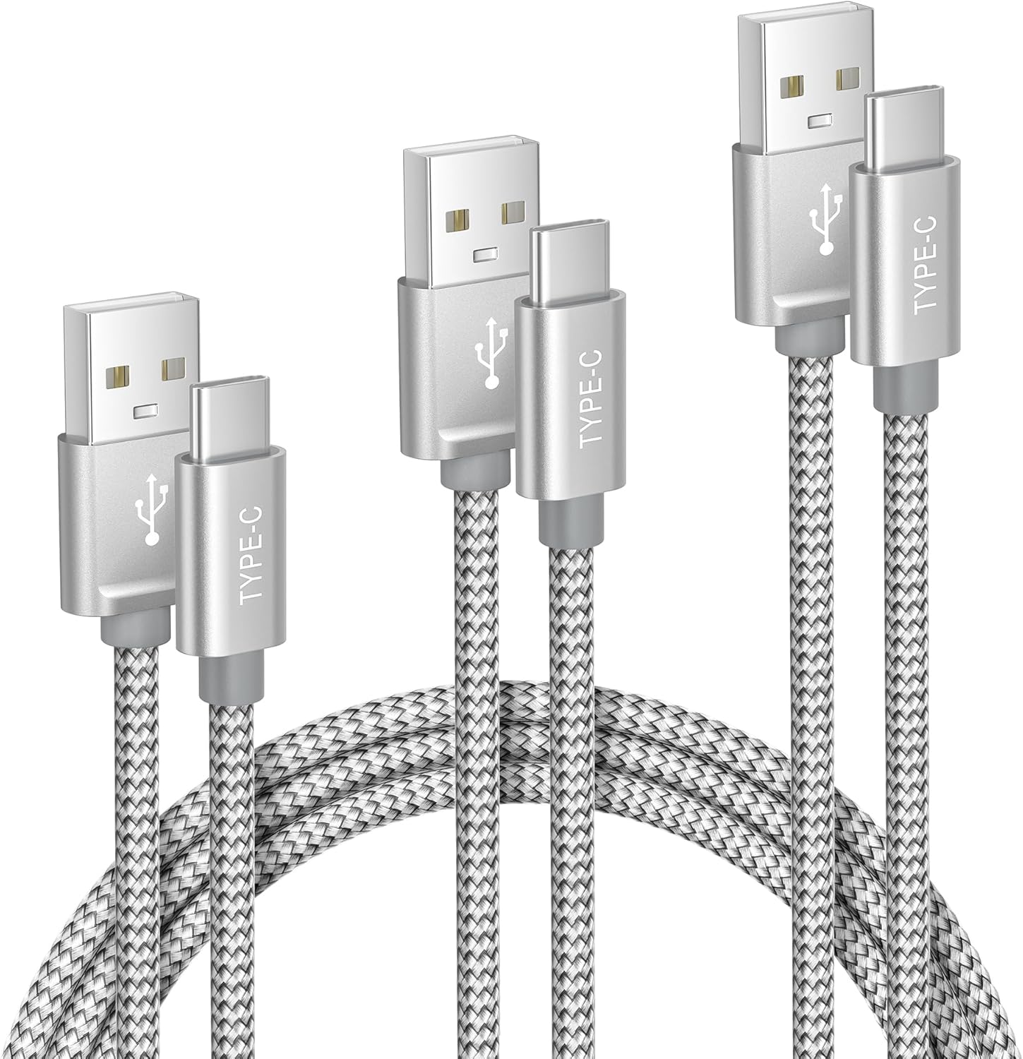 Fast Charging Trio: Elebase 1.5/3.3/6.6FT USB-C Car Charger - 3-Pack