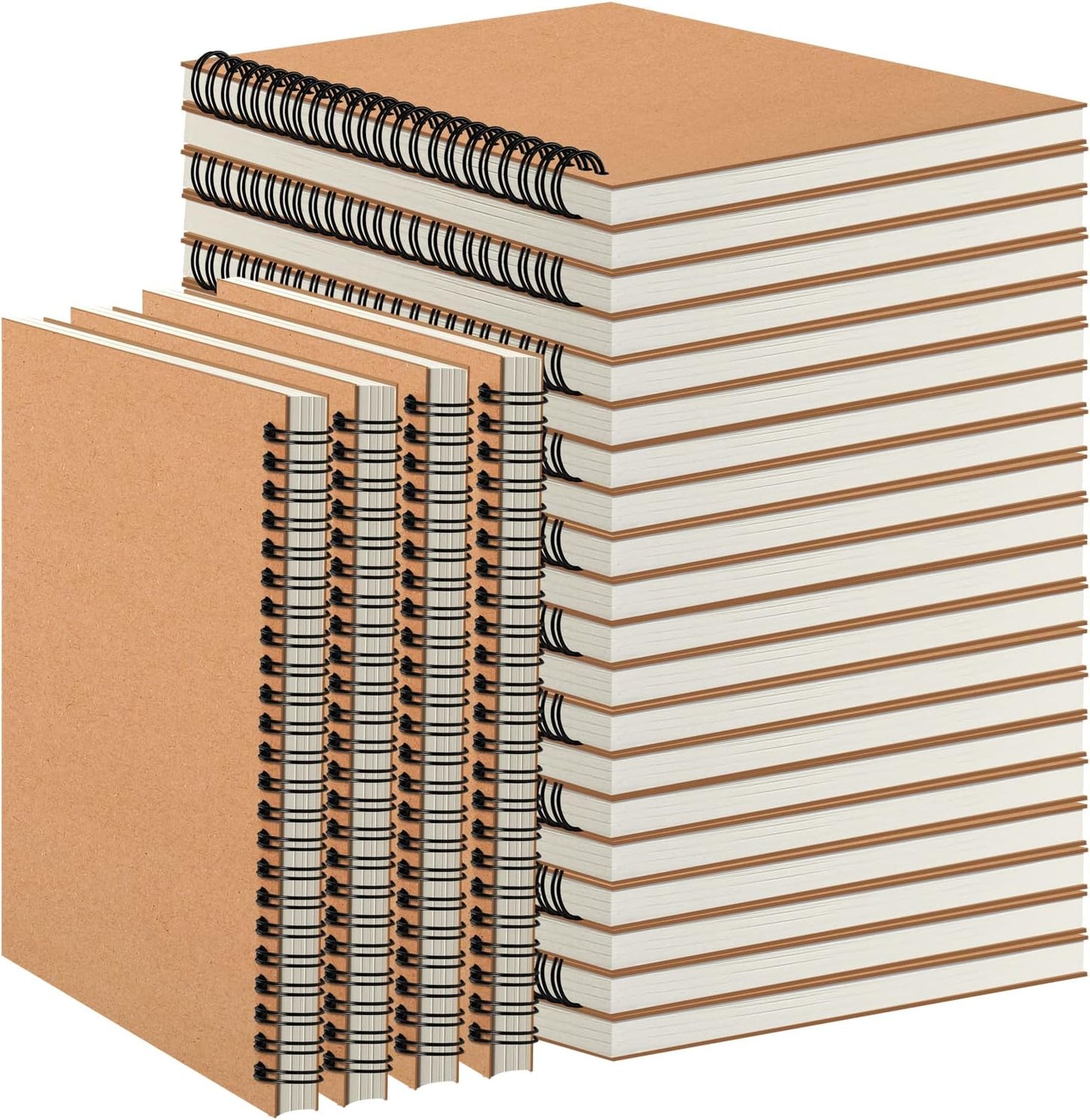 24 Pack A5 Spiral Notebooks with Kraft Cover for All Uses