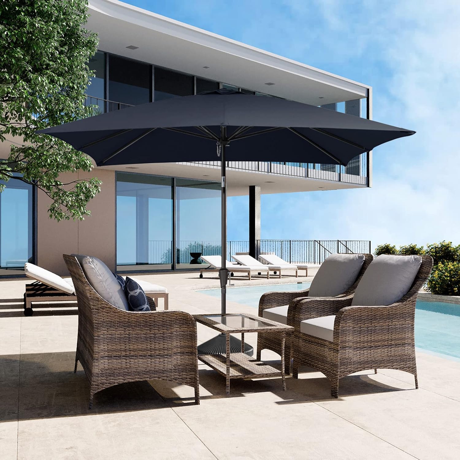 JEAREY 6.5ftx10ft Rectangular Patio Umbrella for Outdoor Use