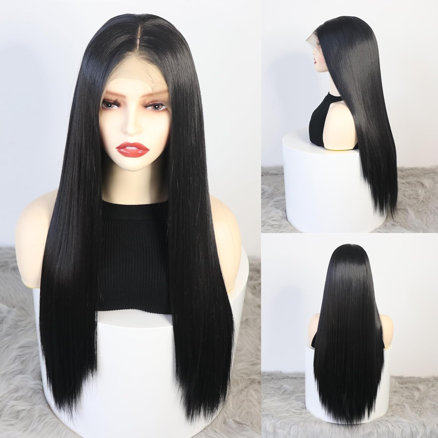 136 Long Straight Synthetic Lace Front Wig for Women Daily Use