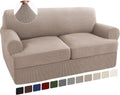 Turquoize Sand 3 Piece T Cushion Loveseat Slipcover - Stretch Fit