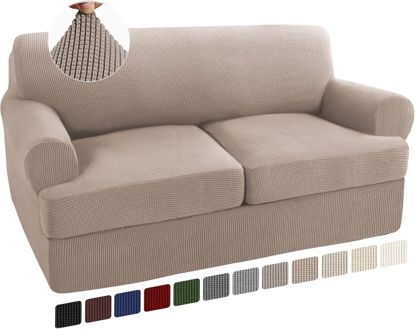 Turquoize 3 Piece T Cushion Loveseat Slipcovers for 2 Cushion