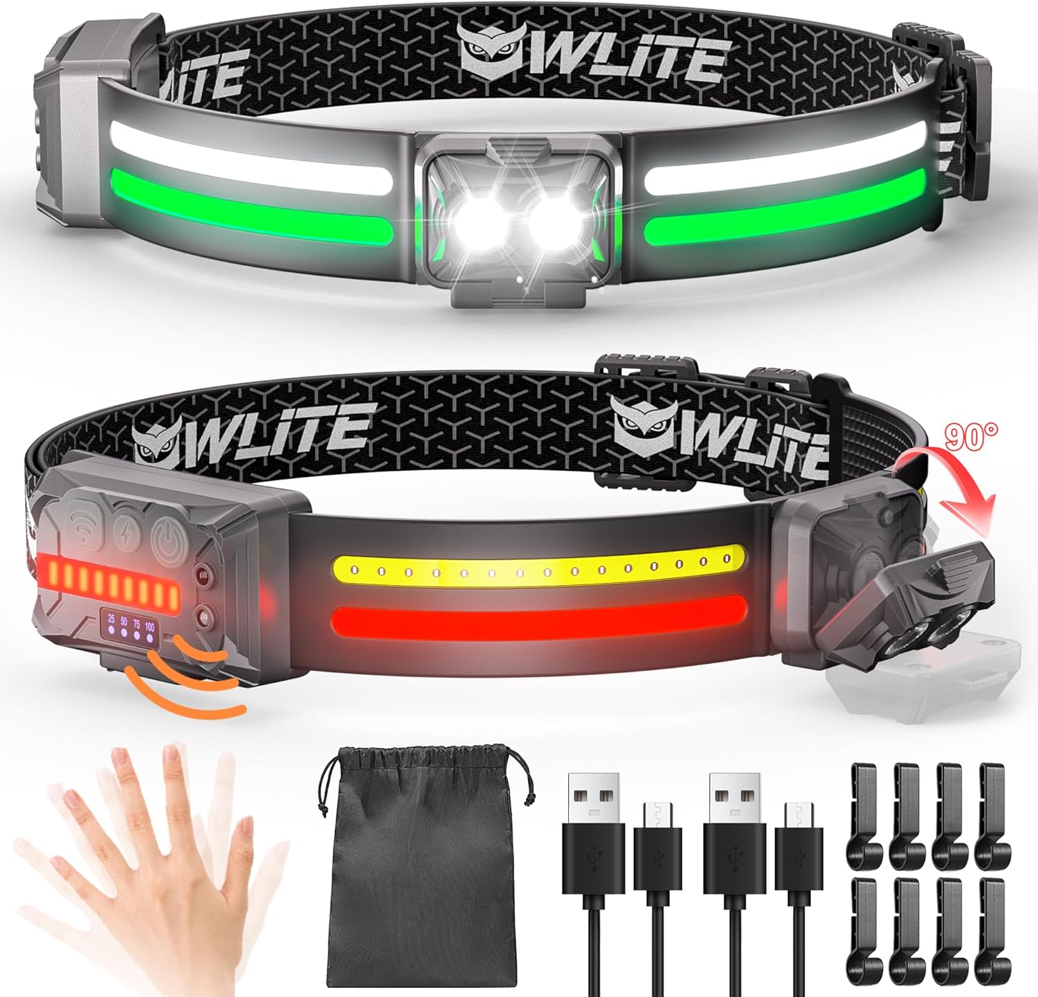 EGUKU Rechargeable LED Headlamps - 1200 Lumens Brightness