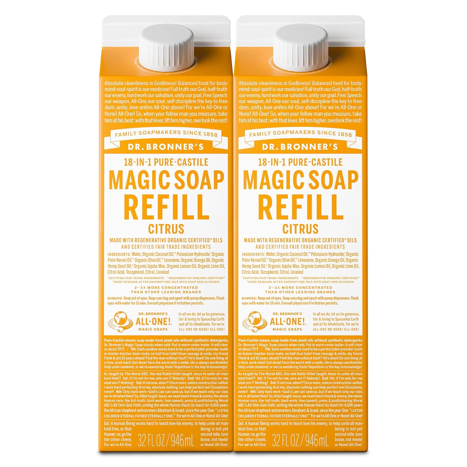 Dr. Bronner's Pure-Castile Liquid Soap Refill for All Uses