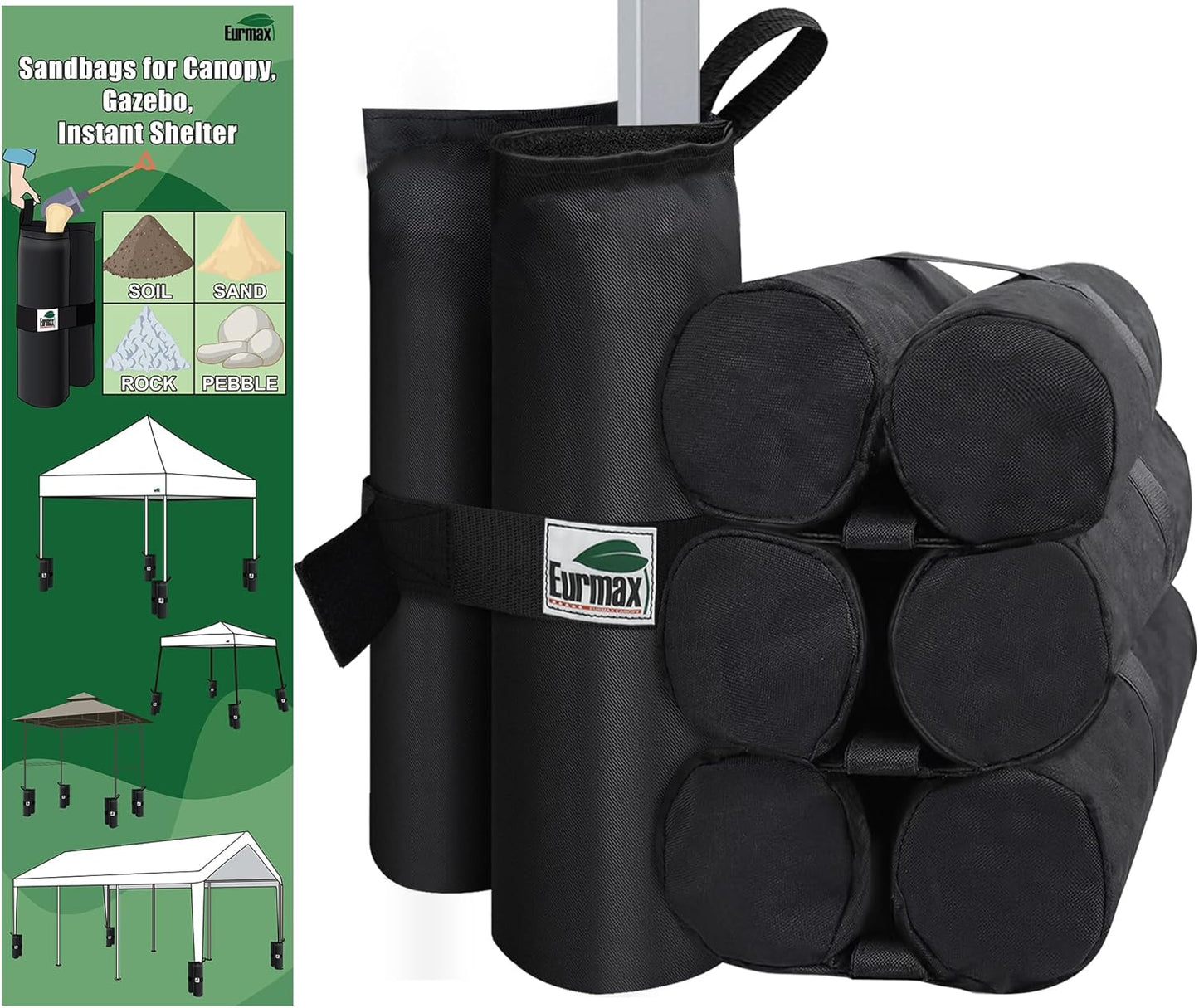 Eurmax USA Set of 4 Black Weight Bags for Stable Outdoor Shelter