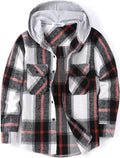 Boys Girls Casual Flannel Plaid Hoodies Button Down Shirt - Warm, Soft