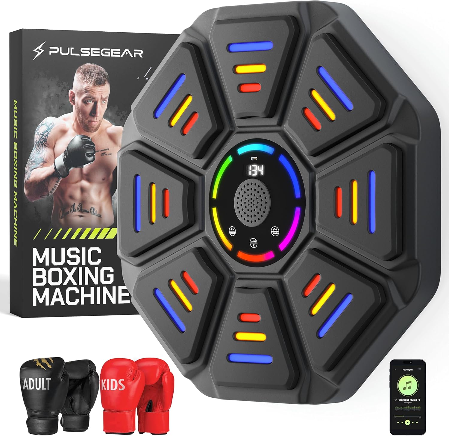 Musical Boxing Machine with Gloves for Fun Family Workouts