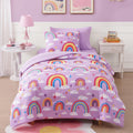 Twin Comforter Set for Boys 5-Piece Purple Rainbow Glow in the Dark