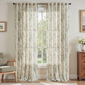Elegant Floral Linen Blend Curtains for Living Room 90 Inch
