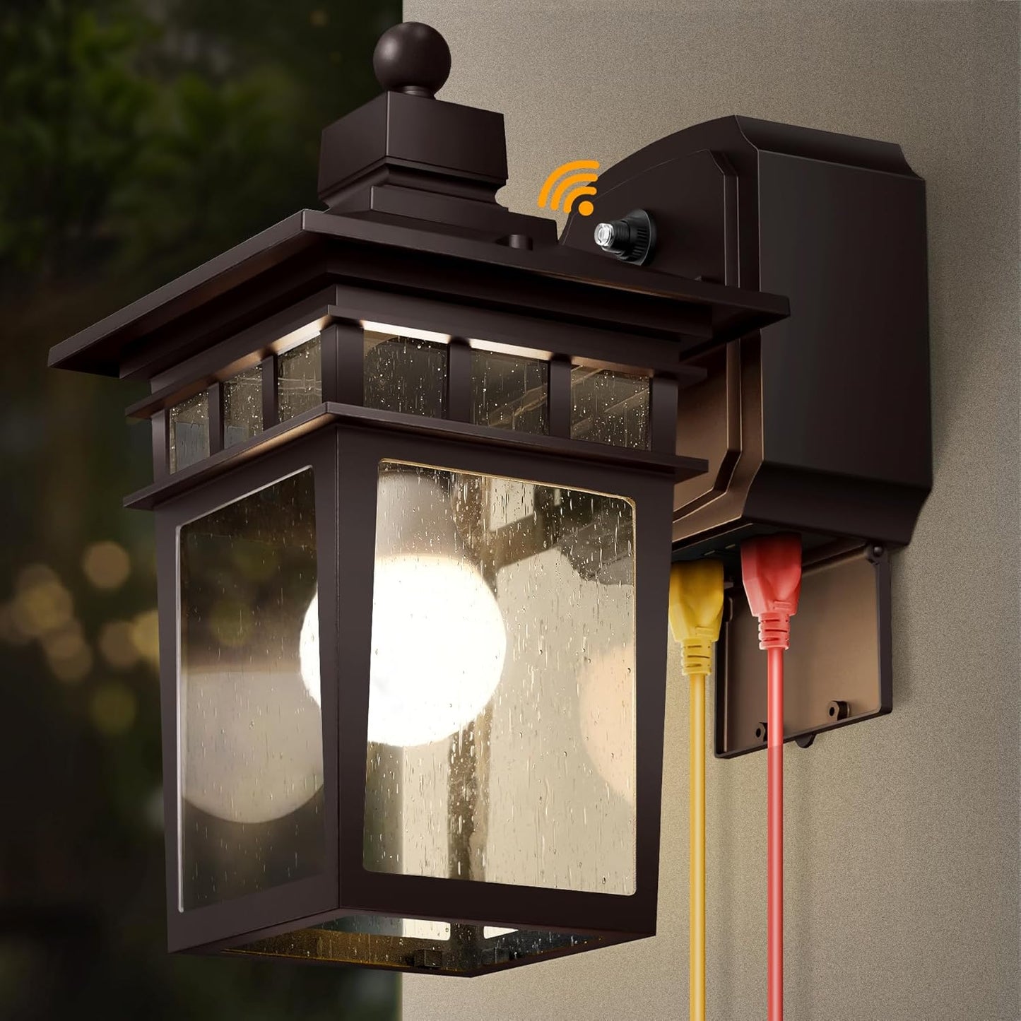 Bronze Outdoor Lights with GFCI Outlet for Dusk to Dawn Use