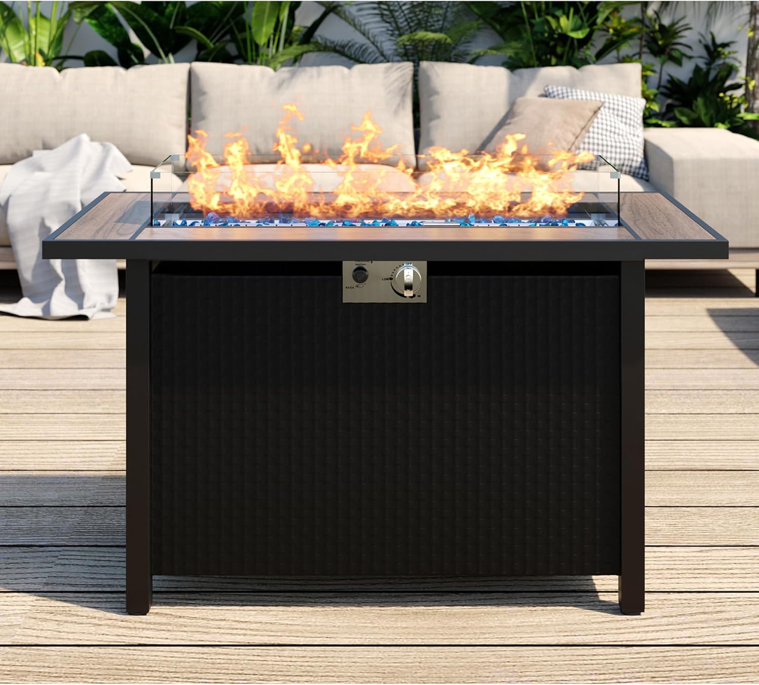SUNLEI 45 Inch Gas Fire Pit Table for Outdoor Patio Use