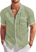 COOFANDY Men's Knit Button Down Short Sleeve Polo Shirt - Retro Summer