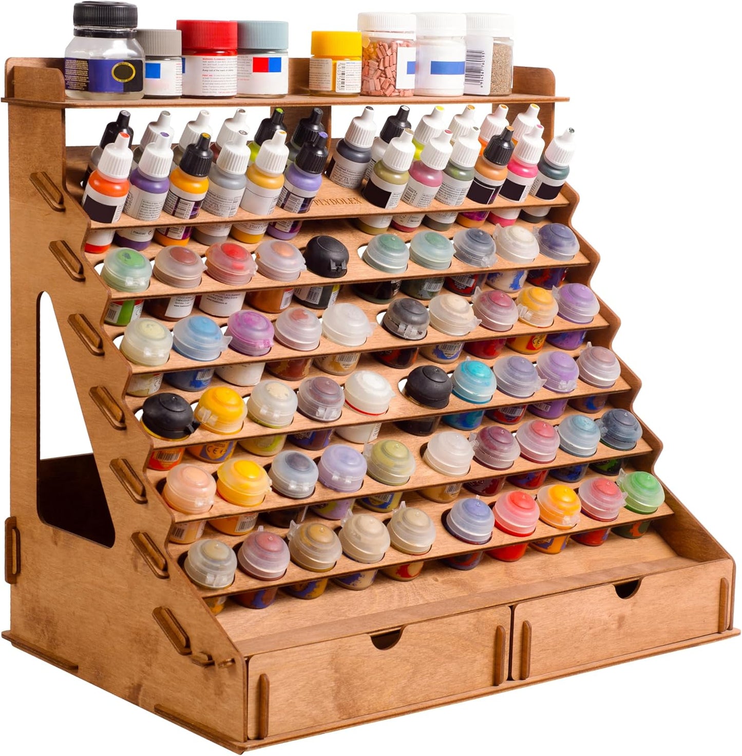 Plydolex Wooden Paint Organizer for Miniatures and Brushes