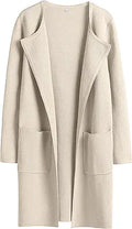 LOGENE Women's Cardigan Sweater Casual Lapel Open Front Long Jacket
