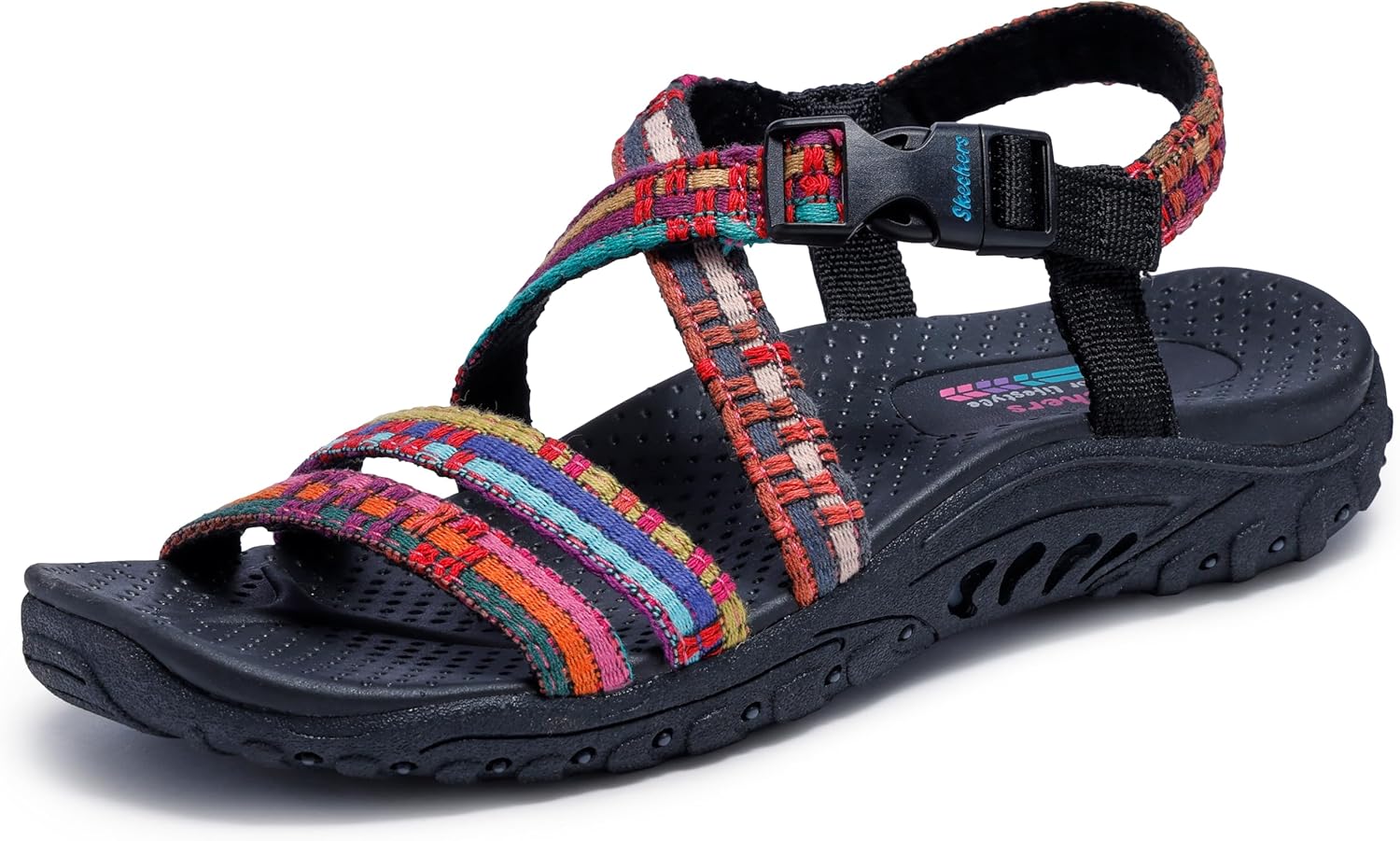 Skechers womens Reggae Sew Me Boho Woven Strappy Sandals