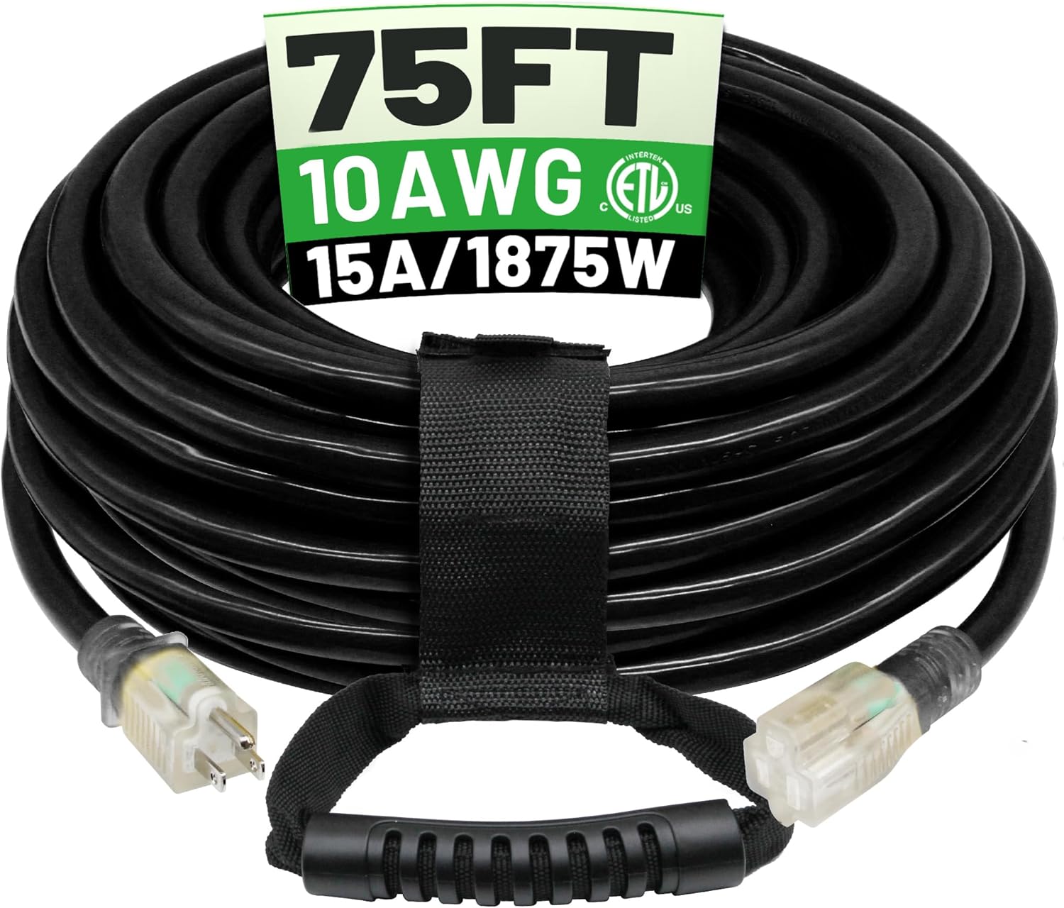 75 Ft Heavy Duty Waterproof Outdoor Extension Cord for All Uses