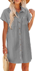 Zeagoo Women's Summer Cotton Button Down Mini Dress - Casual Flowy