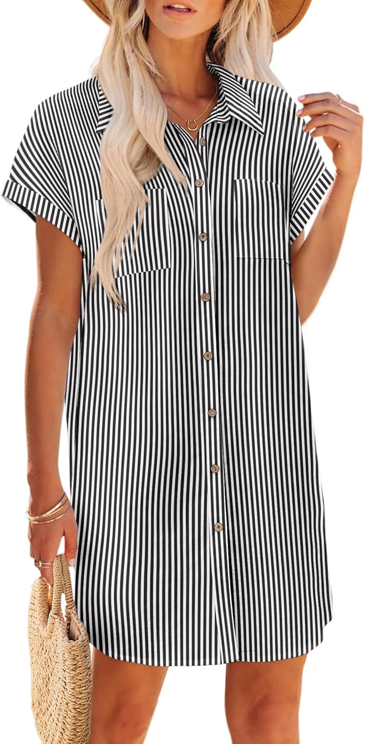 Zeagoo Women's Summer Dress: Casual Flowy V Neck Mini Dress