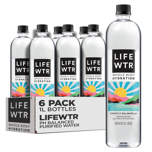 LIFEWTR pH Balanced Water with Electrolytes - Eco-Friendly Pack of 6