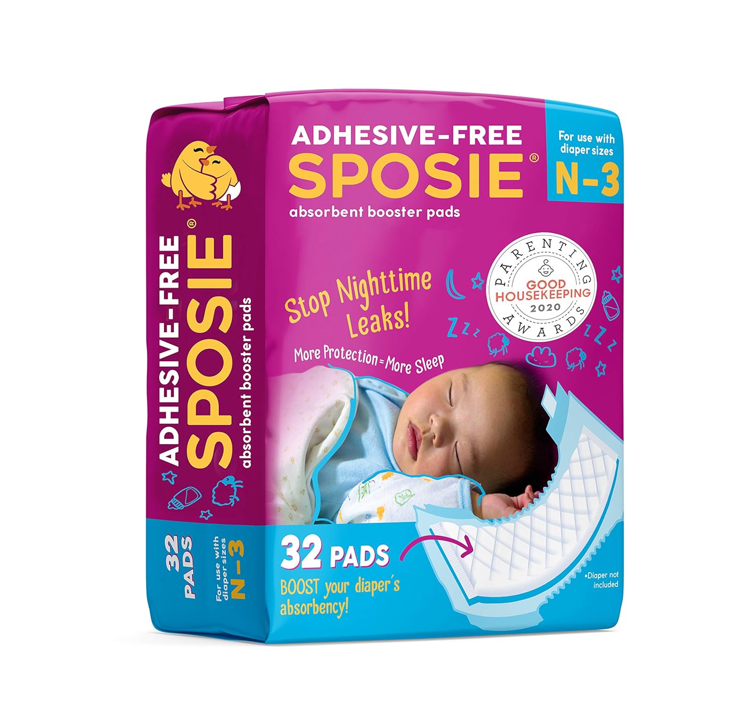 Sposie Booster Pads Stop Leaks, 32 ct, Adhesive-Free, Select Kids