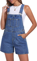 Denim Overall Shorts for Women Casual Adjustable Straps Bib