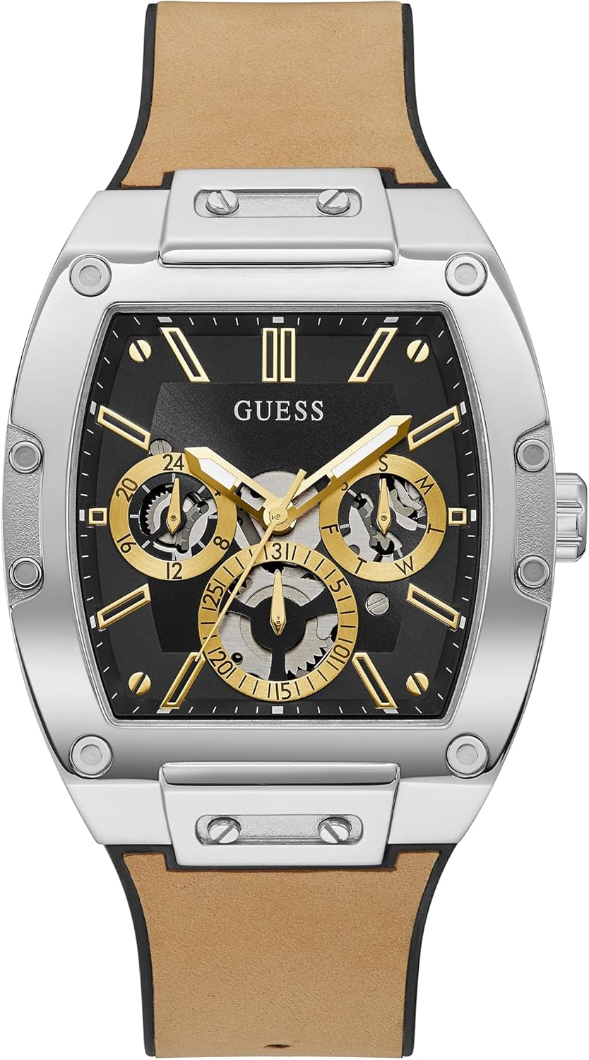 GUESS Men's Trend Tonneau 43mm Watch with Multifunction Features