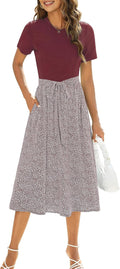 Zattcas Women Summer Ribbed Midi Dress - Modest Work & Church Dress