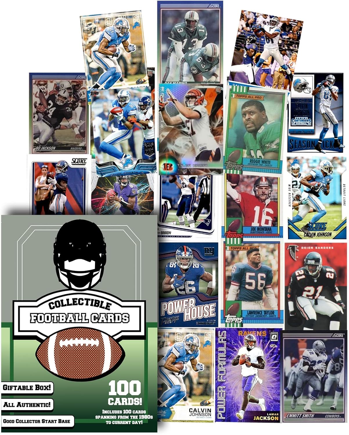 Assorted Set of 100 Football Trading Cards for Kids & Collectors
