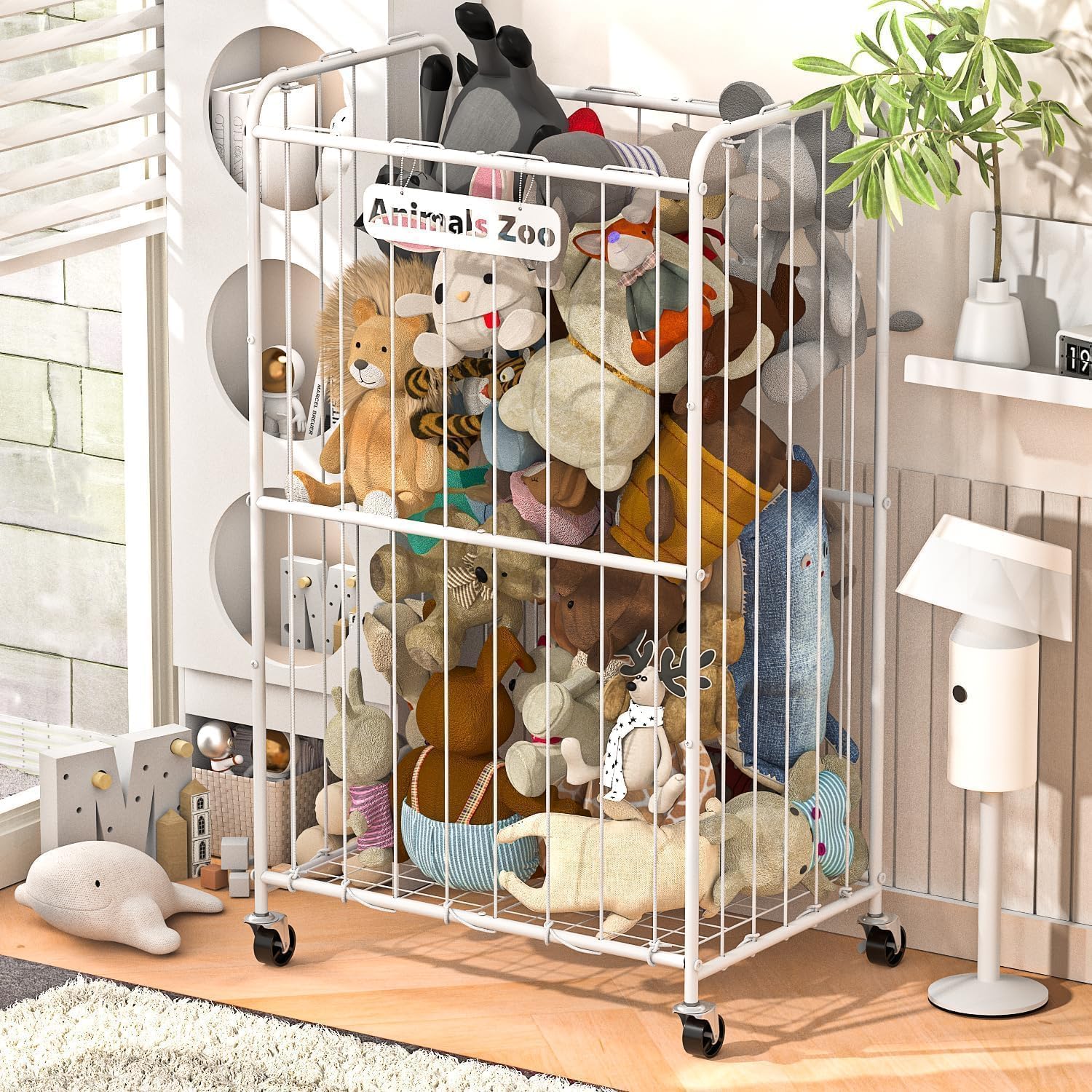 250L Stuffed Animal Organizer with Wheels for Easy Storage