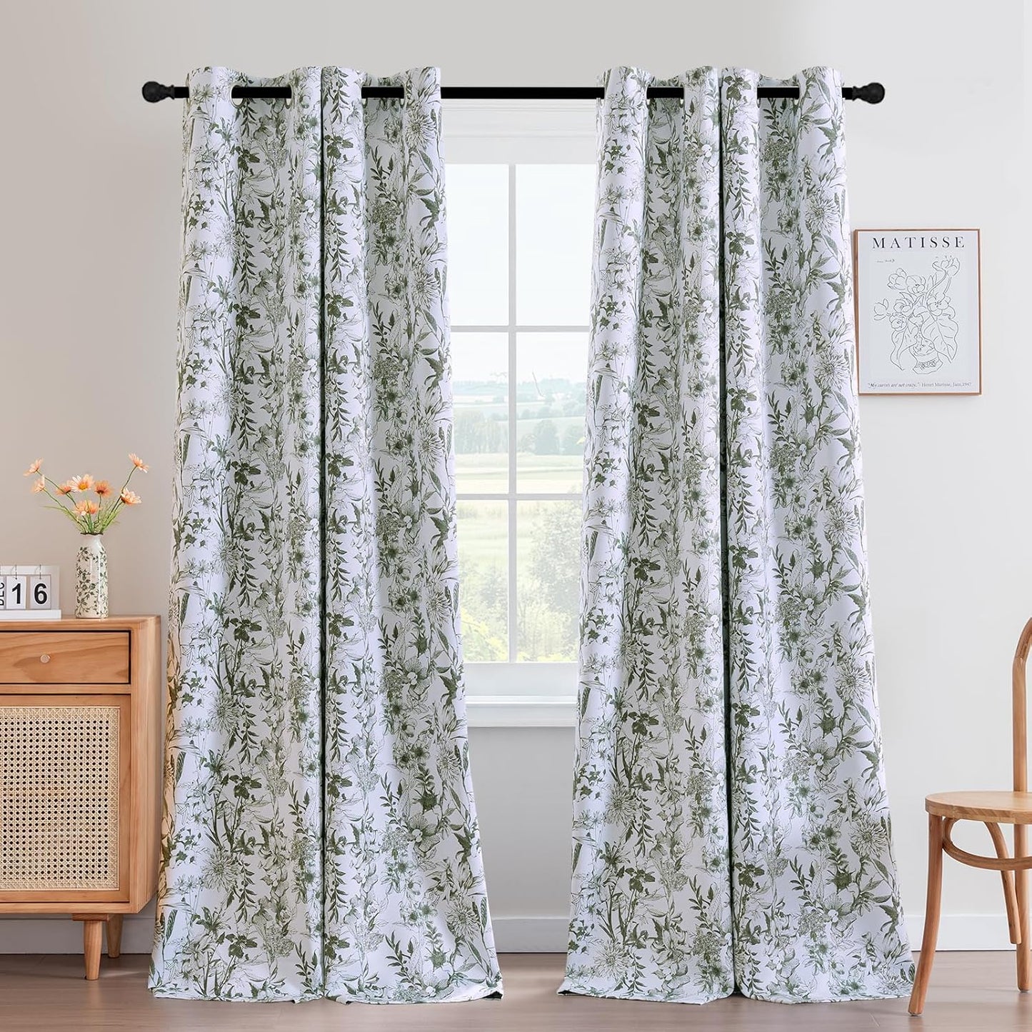 H.VERSAILTEX Blackout Curtains 96 Inch Length Floral Print Set