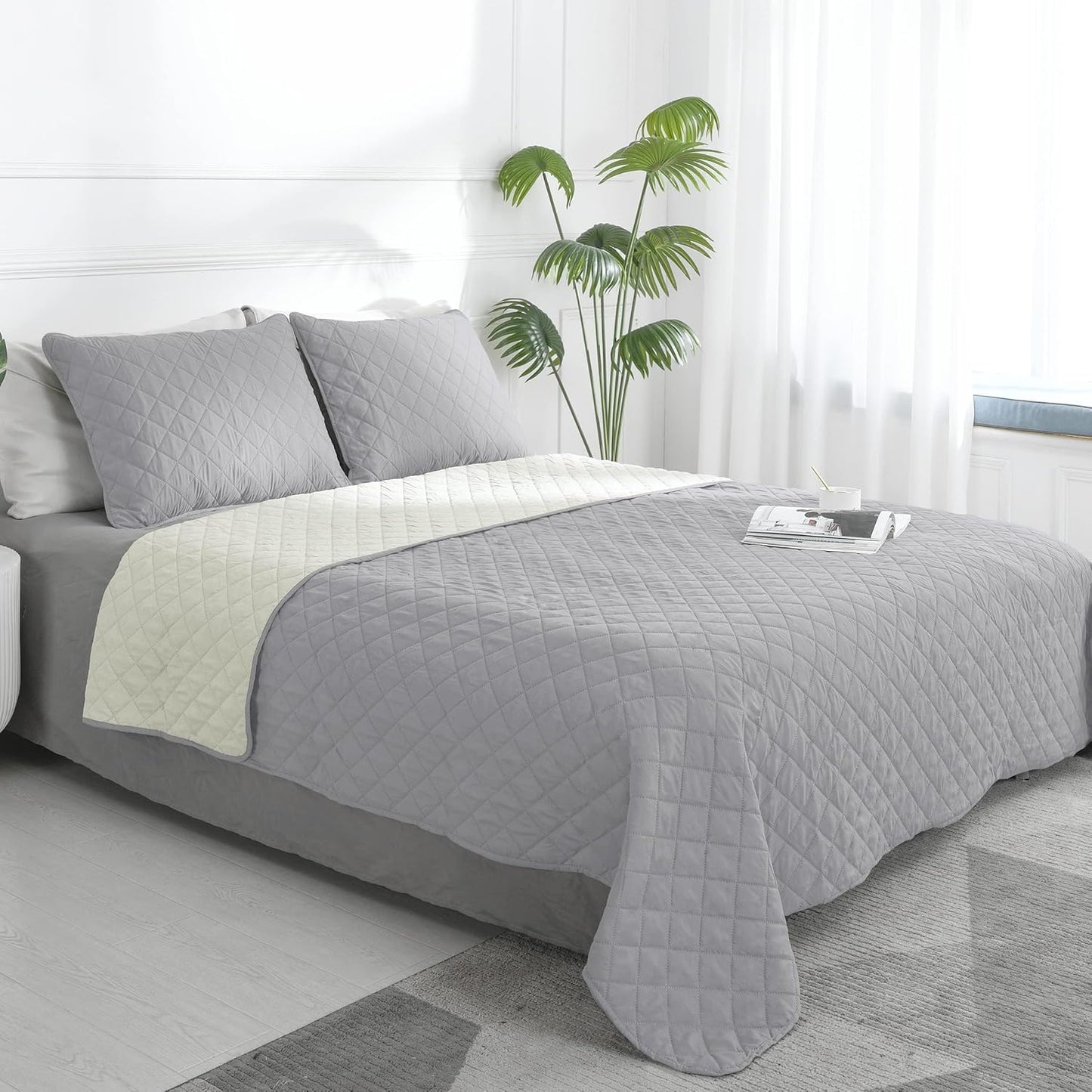 Easy-Going Full/Queen Size Reversible Quilt Set for Comfort