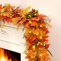 Fall Garland for Mantle 2 Pack 11.8 ft - Lifelike Leaves & Lights