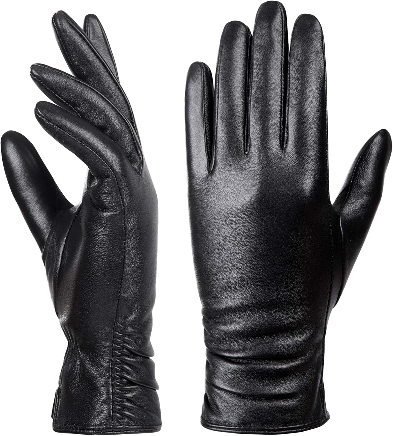Warm & Stylish Lambskin Leather Touch Gloves