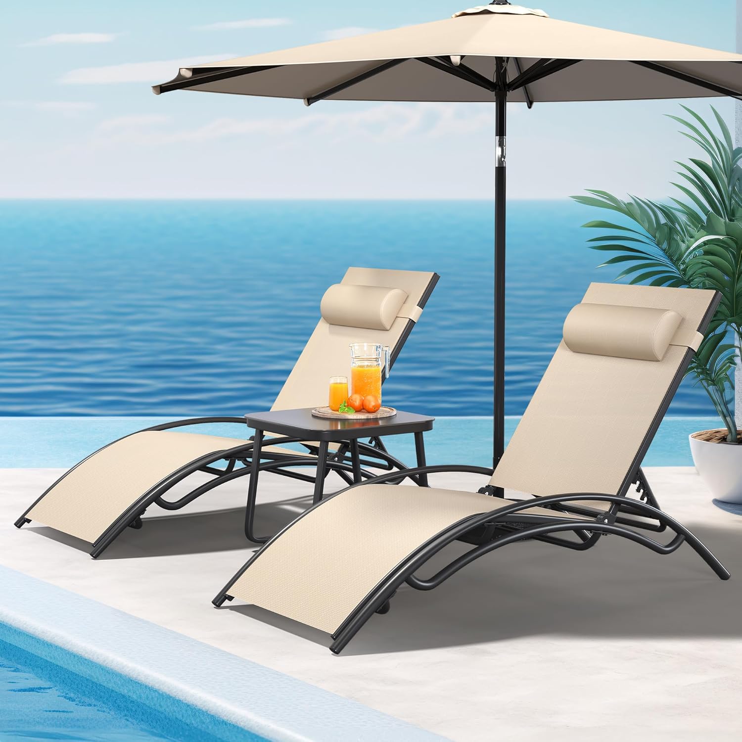 YITAHOME Outdoor Chaise Lounge Chair Set for Ultimate Relaxation