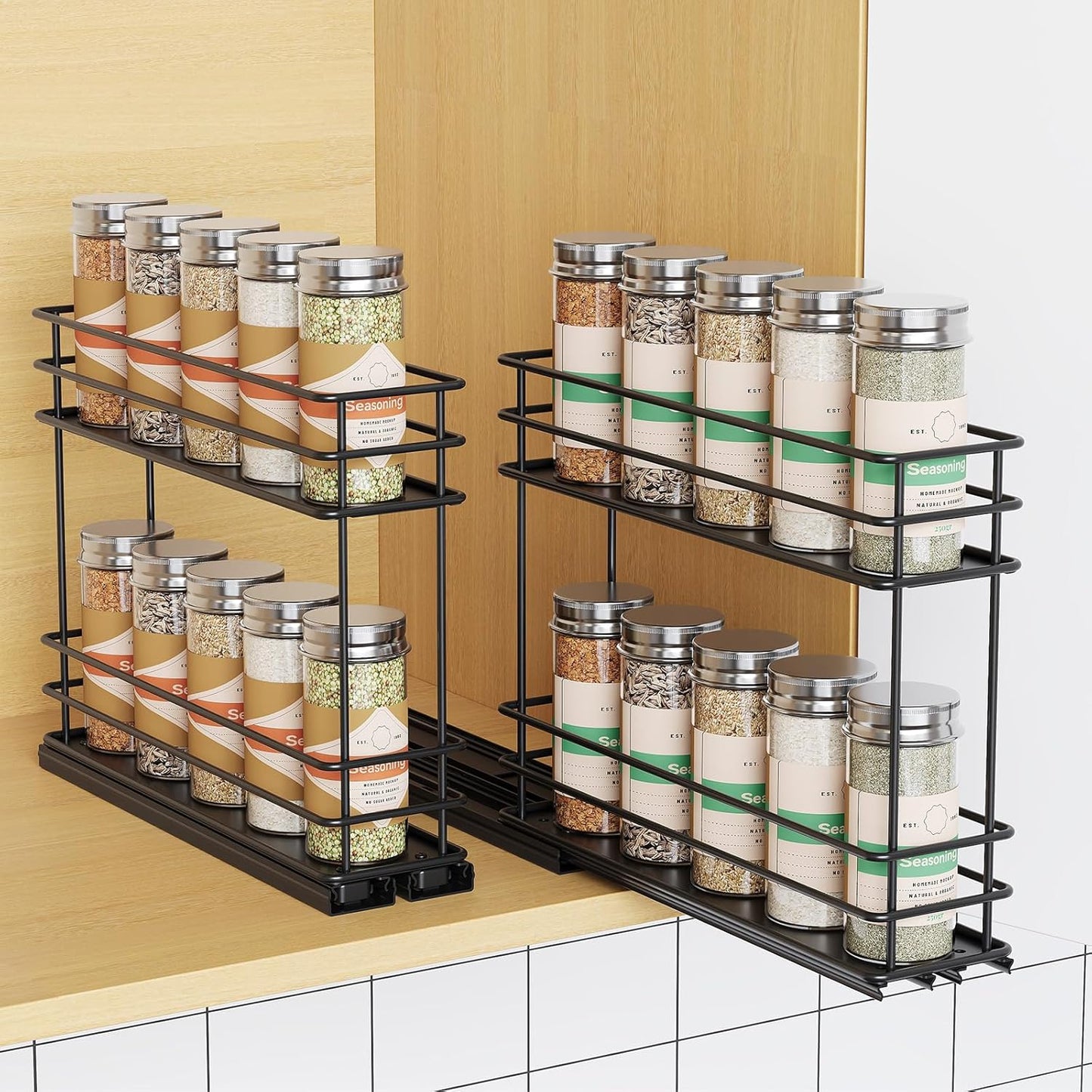 Pull Out Spice Rack Organizer for Cabinet - Easy to Install
