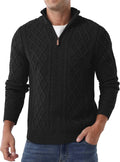 Men's Quarter Zip Sweater Mock Neck Pullover - Warm Classic Style