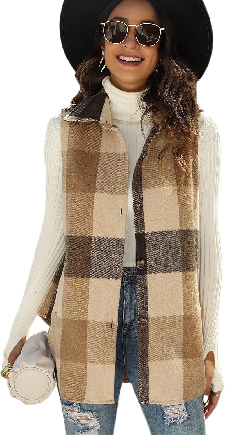 Stylish Women's Plaid Vest for All Seasons - Versatile Shacket
