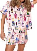 Funny Graphic Pajamas for Women Set - Soft Satin Short Sleeve PJs Sets