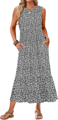 Womens Summer Dresses 2025 Sleeveless Maxi Dress - Flowy Tiered
