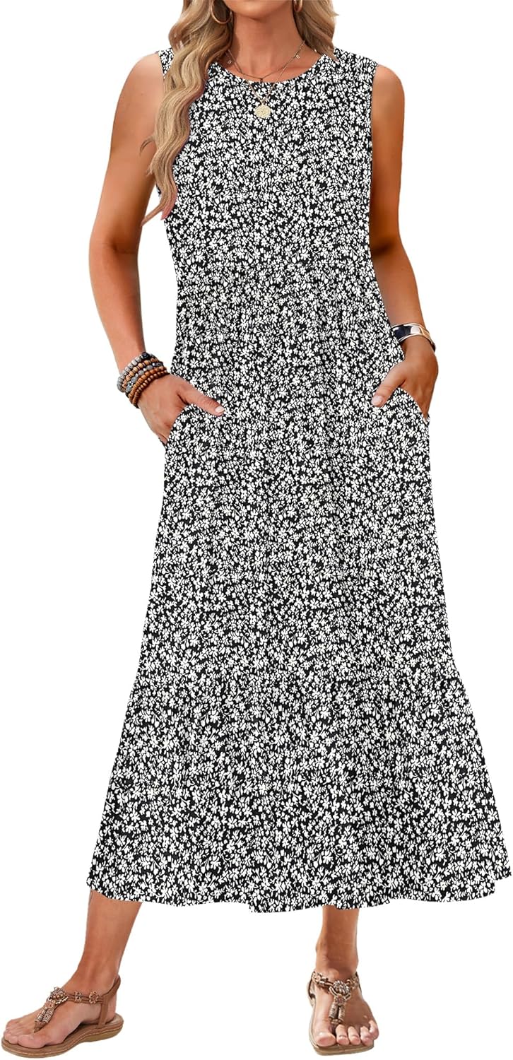 AUSELILY Womens Summer Dresses 2025 Sleeveless Maxi Dress