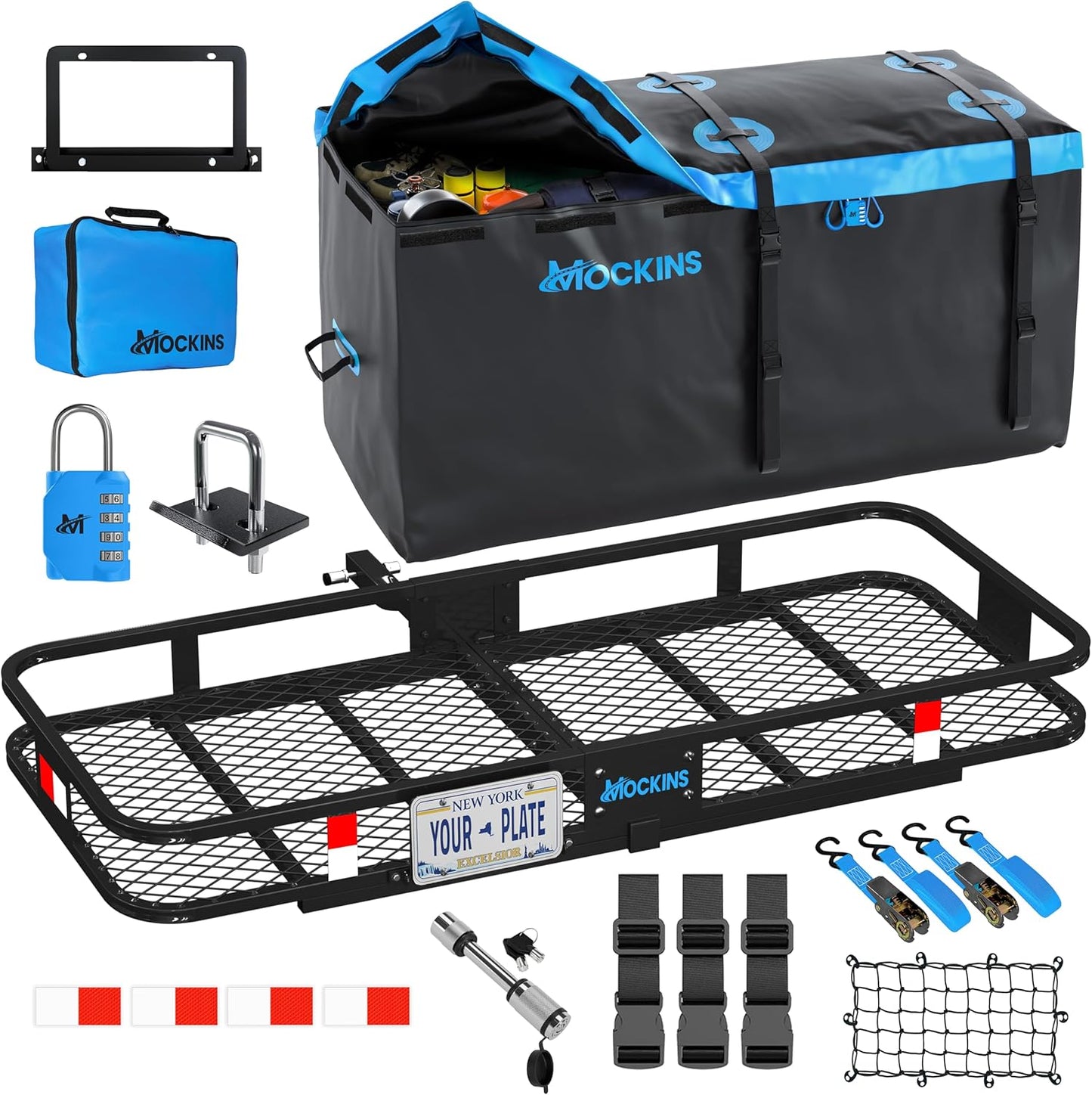 Mockins 60x24x6 Folding Trailer Hitch Cargo Carrier with Bag