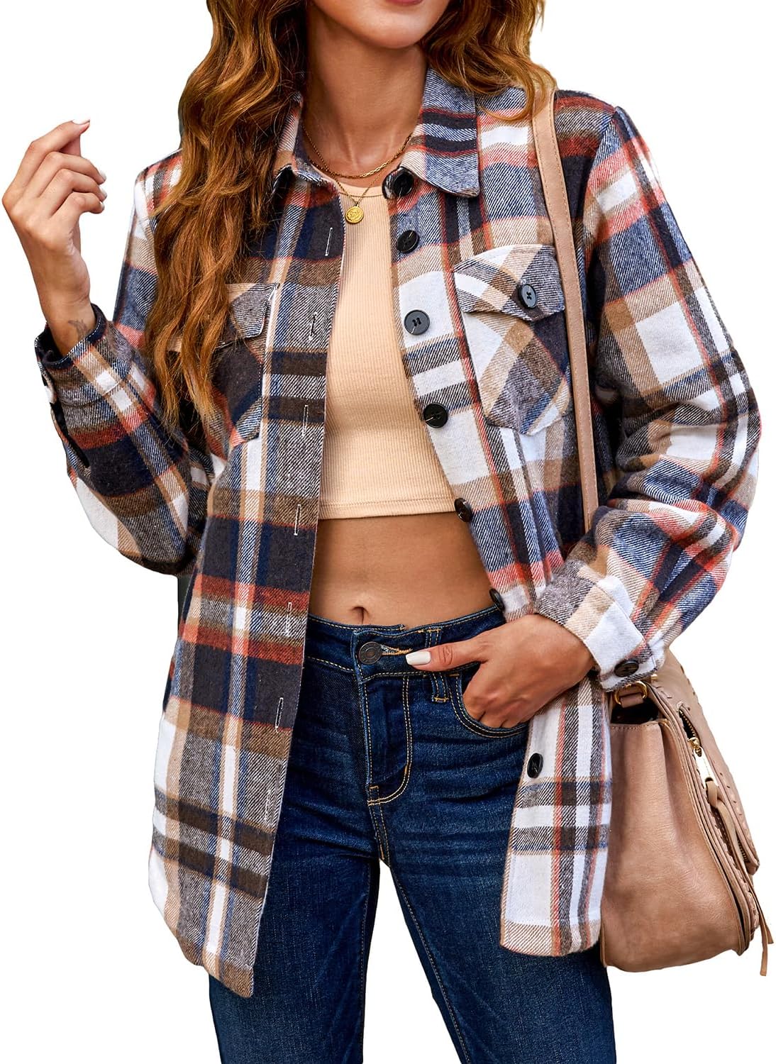 Luvamia Plaid Jackets for Women - Stylish Flannel Quilted Shacket