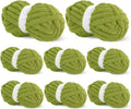 Chunky Chenille Yarn 8 Pack Tea Green - Soft Velvet Bulky Yarn