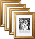 Gold 9x12 Picture Frame Matted to 6x8 Set of 4 - Rustic Gold Classic