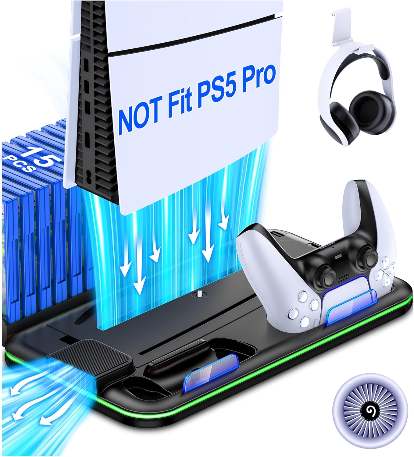 PS5 Cooling Station with Controller Charger and Game Storage