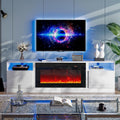 oneinmil 80 TV Stand with Electric Fireplace and LED Lights