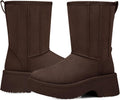 Women's Suede Fur Lined Waterproof Snow Boots - Platform Ankle